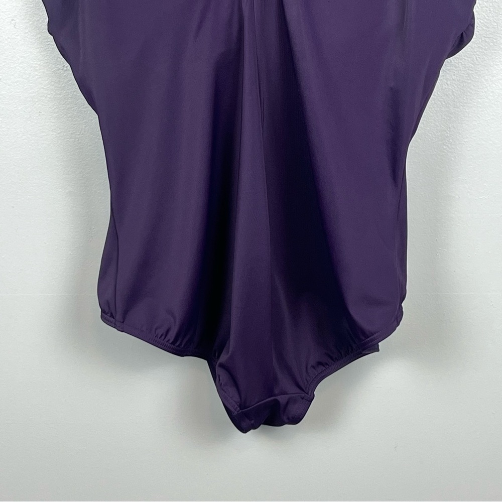 Lands End purple Tugless full coverage modest 1 piece tank swimsuit, 24W DD. - Picture 7 of 11